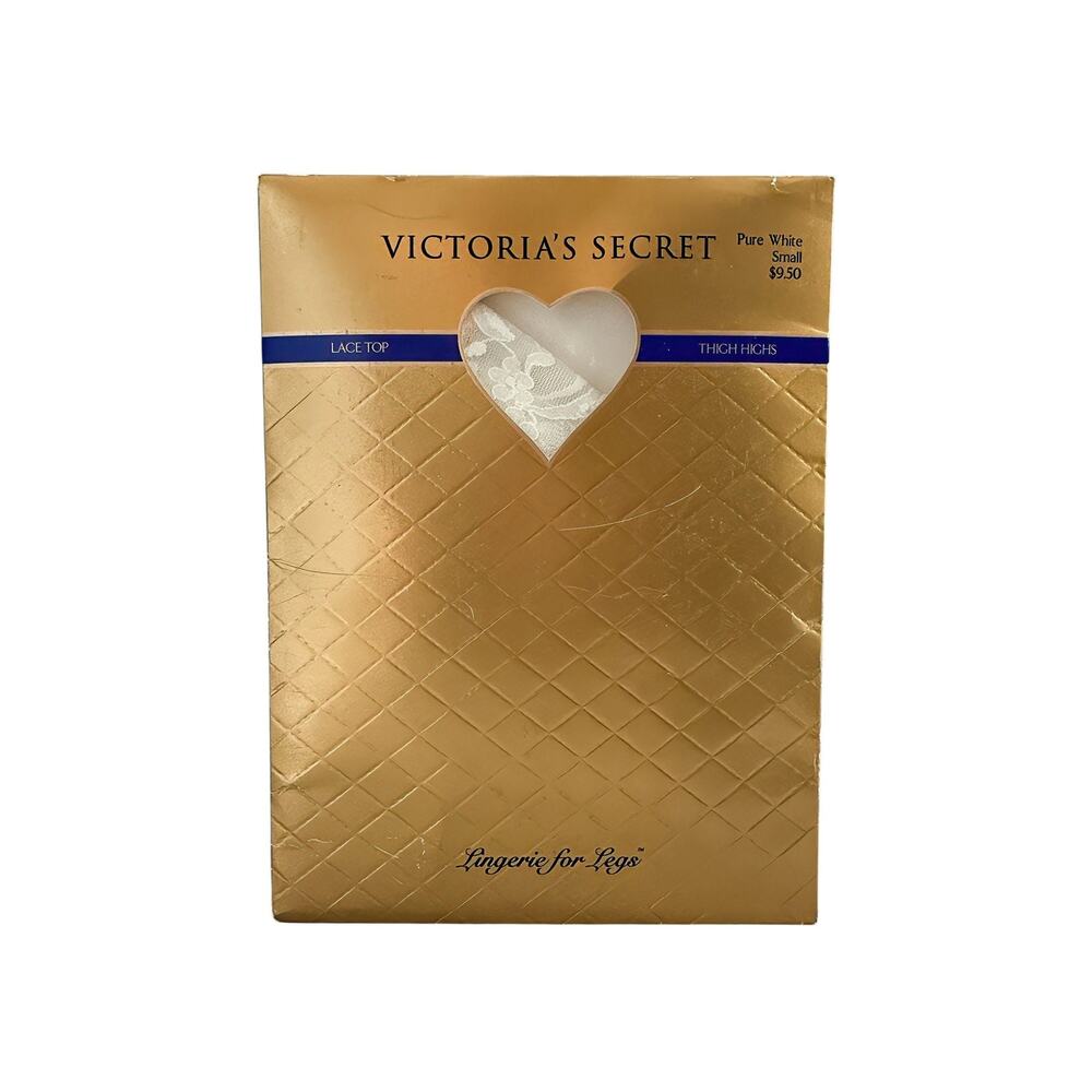 Victoria's Secret Lace Top Thigh High Stockings (Size S) – Pure White NOS 1990s